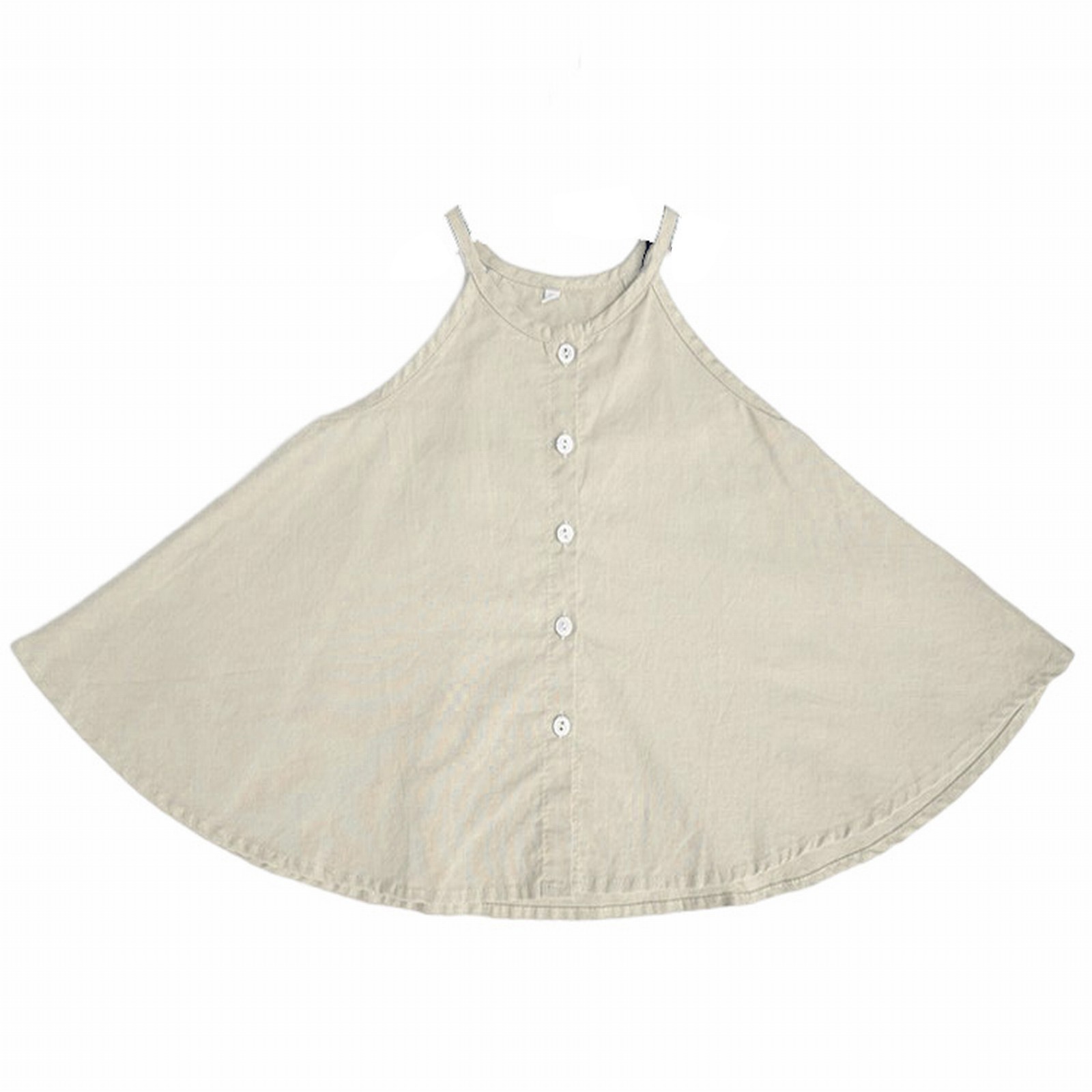 JSCDRPDWL Flower Girl Dress Solid Color Girl's Cotton Linen Suspender Dress Summer Sleeveless Top Beach Skirt for Girls 9 Months-6 Years Newborn Baby Girl Clothes White 9-12 Months